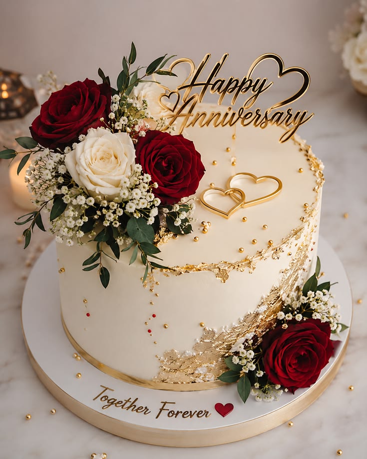 Yummy Sweety Floral Anniversary Cakes